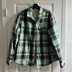 The North Face Mint and Black Plaid Shirt Jacket